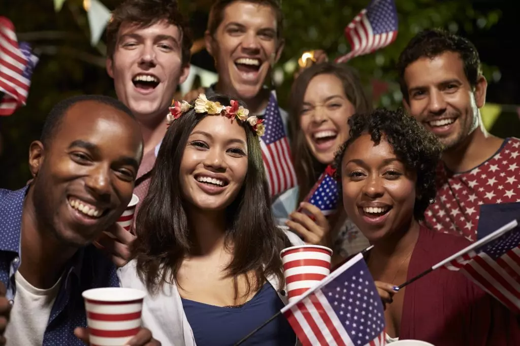 Portrait Of Friends At 4th Of July Holiday Backyard Party